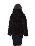 Aurora hood 54 coat fur horizontal mink drawstring bottom and wrists - Image 6