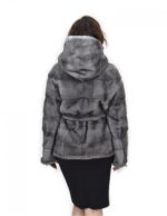 Blue iris cap 46 mink coat fur horizontal drawstring bottom and cuffs - Image 6