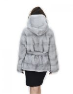 Сапфировый капюшон 52 Пальто Мех Норка Горизонтальный шнурок Низ и манжеты — изображение 6