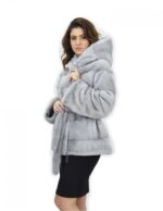 Сапфировый капюшон 52 Пальто Мех Норка Горизонтальный шнурок Низ и манжеты — изображение 3