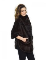 Mahogany fur cape horizontal mink 42-46 sleeve 3/4 pistachio - Image 4