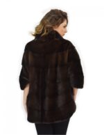 Mahogany fur cape horizontal mink 42-46 sleeve 3/4 pistachio - Image 6