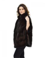 Mahogany fur cape horizontal mink 42-46 sleeve 3/4 pistachio - Image 3