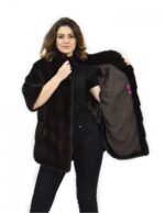 Mahogany fur cape horizontal mink 42-46 sleeve 3/4 pistachio - Image 7