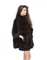 Cape mahogany fur mink horizontal 46-50 sleeve 3/4 pistagna - Image 4