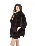 Cape mahogany fur mink horizontal 46-50 sleeve 3/4 pistagna - Image 3