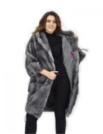 Пальто 104см мех шапка 54 горизонтальная норка синий ирис шнурок — изображение 7