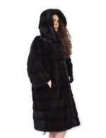 Fell 104cm Pelzkappe 52 horizontaler Nerz Aurora Kordelzug – Bild 4