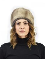 Hat kleine Nerzmantel und Wolle blaue Iris mit elastischen – Bild 3