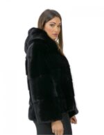 2 48 Giacca pelliccia visone orizzontale black cappuccio fourrure de vison mink fur Nerz