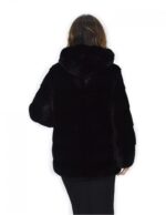Coat 72 cm black 44 horizontal mink fur with full long-sleeved leathers - Image 6
