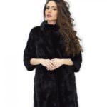 Cappotto taglia 48 84 cm pelliccia orizzontale di visone tasche boccale pistagna
