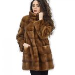 50 Giacca 81 centimetri colore gold pelliccia visone pelle intera orizzontale
