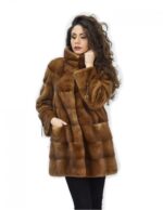 50 Giacca 81 centimetri colore gold pelliccia visone pelle intera orizzontale
