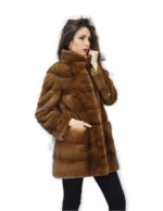 50 Giacca 81 centimetri colore gold pelliccia visone pelle intera orizzontale