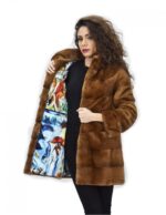 50 Giacca 81 centimetri colore gold pelliccia visone pelle intera orizzontale