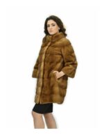 Mink fur coat 46 Gold whole skin processing sleeve 3/4 82 cm - Image 3