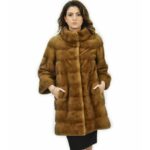 Cappotto pelliccia visone 46 Gold lavorazione pelli intere manica 3/4 82 cm