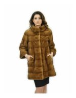 Cappotto pelliccia visone 46 Gold lavorazione pelli intere manica 3/4 82 cm