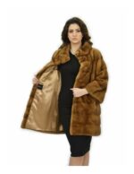 Mink fur coat 46 Gold whole skin processing sleeve 3/4 82 cm - Image 7