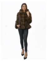 56 Mink fur jacket with hood and long horizontal demy sleeve - Image 5