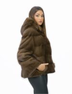 56 Mink fur jacket with hood and long horizontal demy sleeve - Image 4