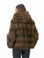 56 Mink fur jacket with hood and long horizontal demy sleeve - Image 6