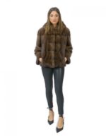 56 Mink fur jacket with hood sleeve 3/4 short demy buff color - Image 5