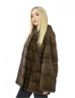 54 Mink Pelz langärmelige demy buff hood frau made in italy fashion – Bild 4