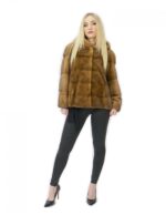 Fur mink short jacket 60cm gold golden 54 sleeve cap 3/4 - Image 5