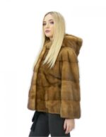 Fur mink short jacket 60cm gold golden 54 sleeve cap 3/4 - Image 4