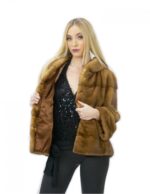 Fur mink short jacket 60cm gold golden 54 sleeve cap 3/4 - Image 7