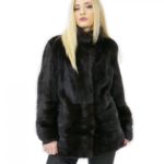 Giacca mogano pelliccia visone 48 orizzontale e intera 70 centimetri pistagna