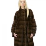 Cappotto scanbrown pelliccia visone 46 orizzontale collo pistagna 100 cm
