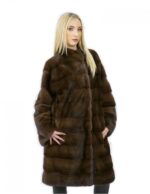 Scanbrown шуба норка 46 горизонтальных фисташковой шеи 100 см — изображение 3