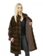 Scanbrown шуба норка 46 горизонтальных фисташковой шеи 100 см — изображение 7