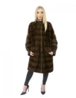 Mantel scanbraun Pelz Nerz 48 horizontale Pistazienhals 100 cm – Bild 5