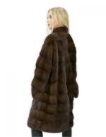 Mantel scanbraun Pelz Nerz 48 horizontale Pistazienhals 100 cm – Bild 6