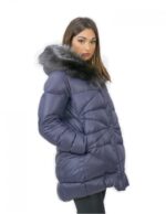 Down jacket with inner fleece and blue fox fur 46 fur zip cap - Image 4