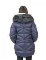 Down jacket with inner fleece and blue fox fur 46 fur zip cap - Image 6