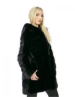 Nerzfell Größe 50 schwarz lang 88 cm Kapuze elegante Frau – Bild 3