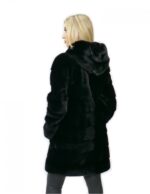 Nerzfell Größe 50 schwarz lang 88 cm Kapuze elegante Frau – Bild 6