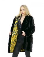 Nerzfell Größe 50 schwarz lang 88 cm Kapuze elegante Frau – Bild 7