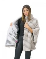 Mink fur size 50 sapphire cape 72 cm long female pistagne - Image 7