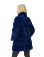 Pelz Mantel Nerz Frau blau Kreuz 44 lange 81 cm hohen Hals moderne Mode – Bild 6