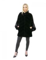 Women's Mink Fur Size 44 Black Long Cape 72cm High Neck - Image 5