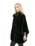 Women's Mink Fur Size 44 Black Long Cape 72cm High Neck - Image 4