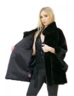 Women's Mink Fur Size 44 Black Long Cape 72cm High Neck - Image 7