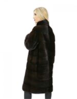 Mantel 46 lange 100 cm Pelz Nerz Frau Mahagoni Hals hohe Ärmel 3/4 – Bild 6