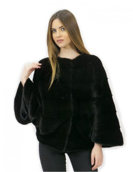 Mantella modello ala nero taglia 44 con tasche manica 3/4 corta manica lunga